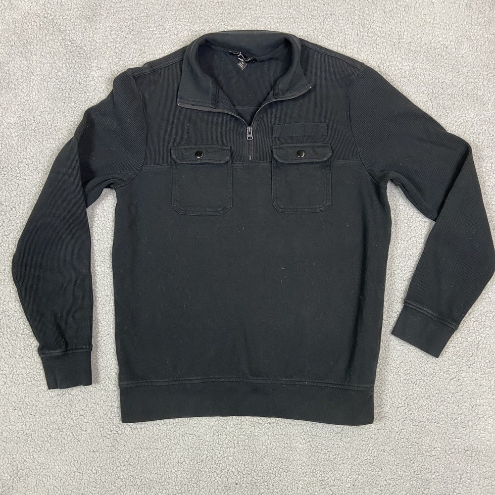 Banana Republic Mens Black Long Sleeve Collared Henley Sweater Size Medium